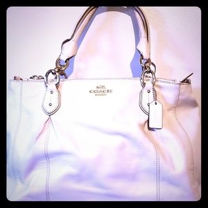 COACH white leather purse